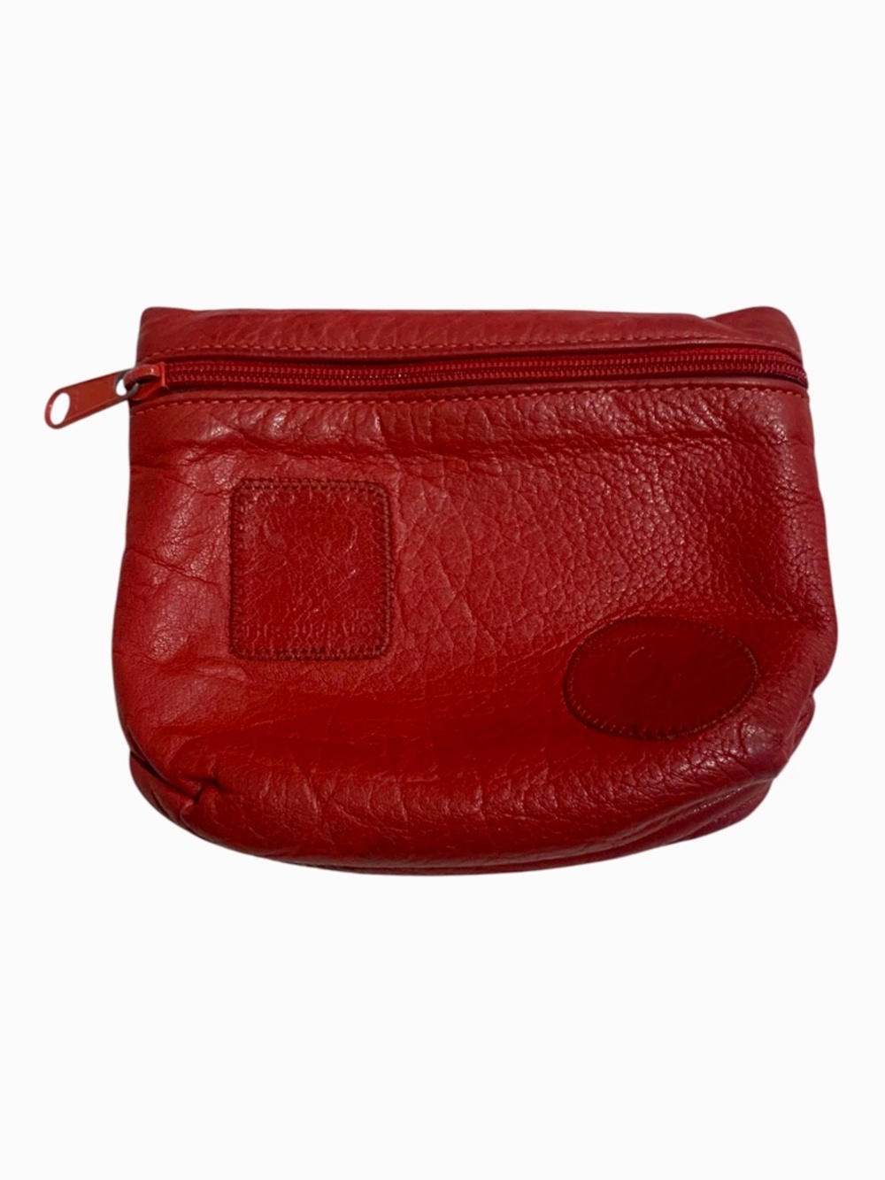 Carlos Falchi Vintage Buffalo Leather Small Red Pouch 6"x 5"